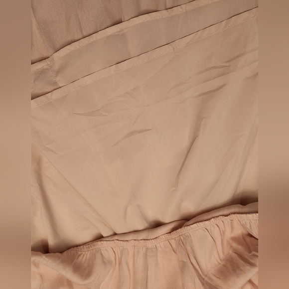 Women's V Neck Ruffle Sleeve Smocked Midi Dress L Boho Cottagecore Modest Flowy - Picture 3 of 8